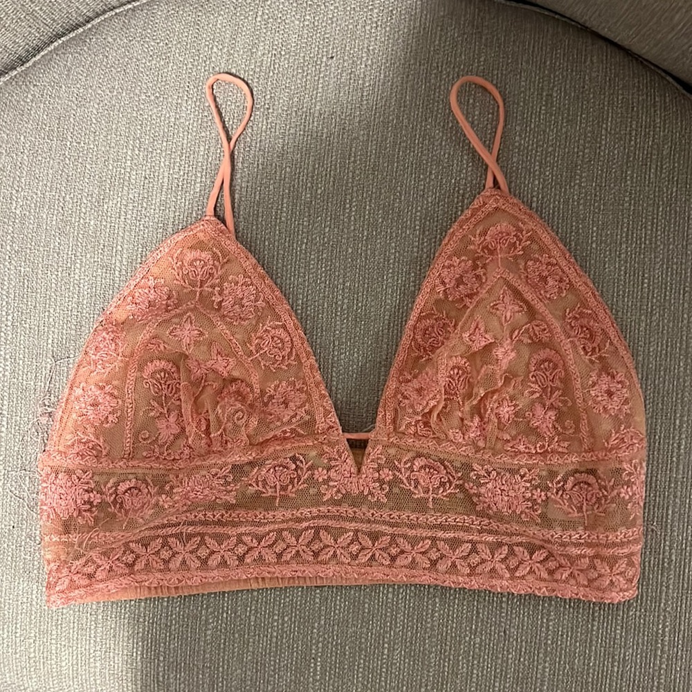 pink lace free people bralette